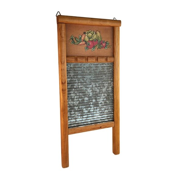 Decorative Retro Wooden Washboard Wall Decor Vintage 80s-90s Kitchen Art Piece - Picture 2 of 7